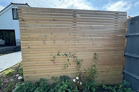 Slatted wooden fencing