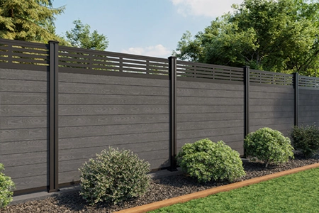 Grey composite fencing