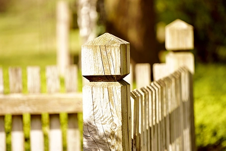 Wooden picket fencing and posts