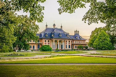 A large estate with vast amounts of lawn.