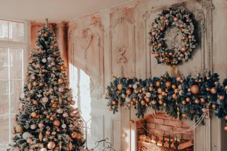 Christmas tree and garlands